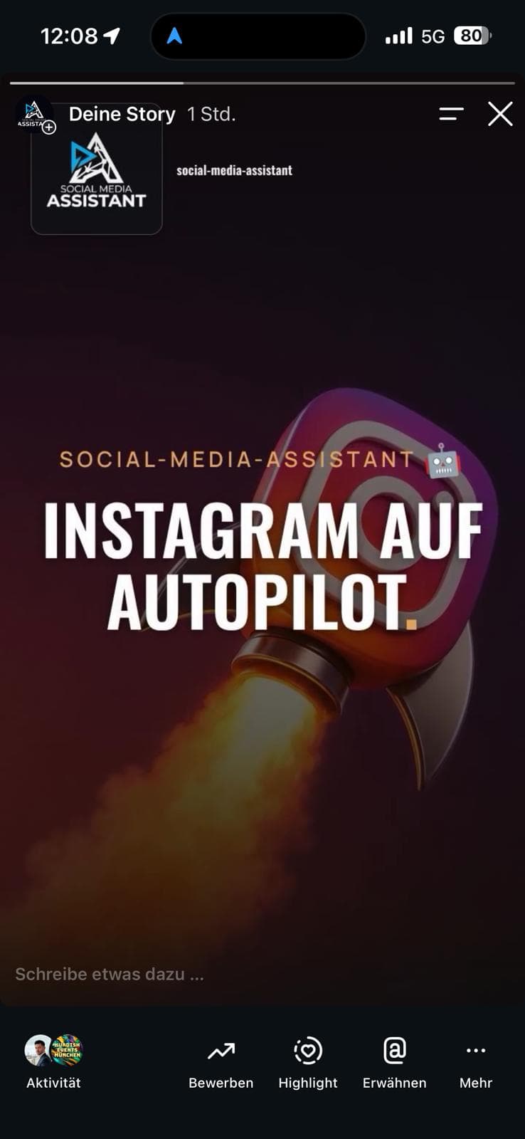 Der veröffentlichte Beitrag erscheint automatisch auch als Instagram-Story